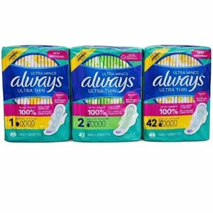 Always Ultra Thin‎ Pads Bulk Lot 3 Packs 134 Count Regular & Long Super New